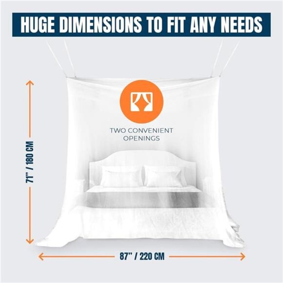 Ultra Large Mosquito Net with Carry Bag, Bug Netting with 2 Openings - Picture 4 of 6